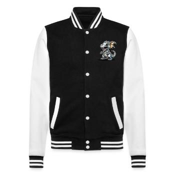 Cute Dragon Skeleton Illustration - College Sweat Jacket - black/white - Front - Nik (191cm) & Marisol (170cm)