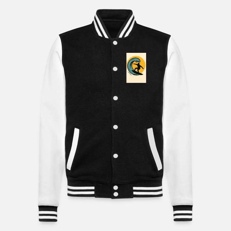Surfeurs au coucher du soleil - Veste Teddy - noir/blanc