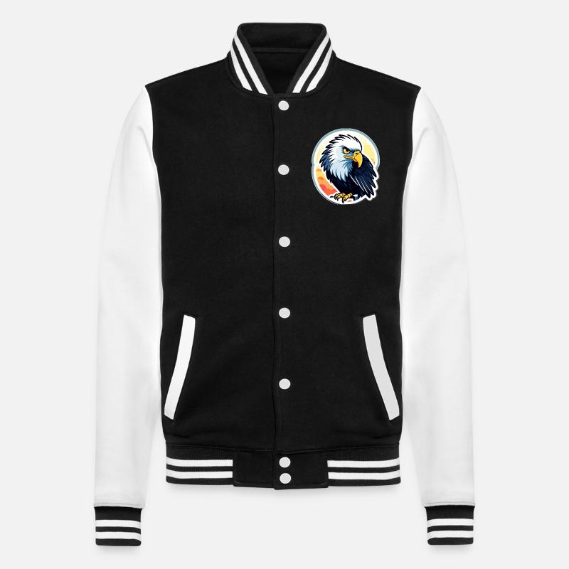 Eagle Bird Drawing - College Sweat Jacket - black/white
