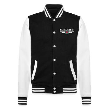 Bangladesh Design – Pride & Culture - College Sweat Jacket - black/white - Front - Nik (191cm) & Marisol (170cm)