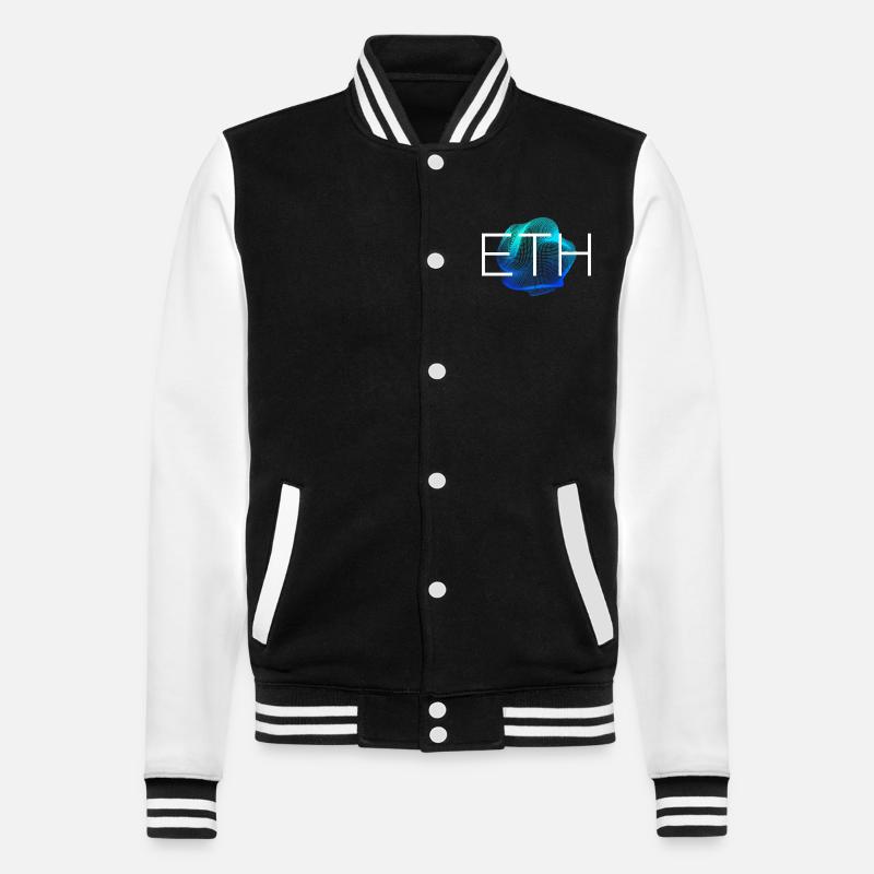 ETH Blockchain Kryptowährung - College-Sweatjacke - Schwarz/Weiß