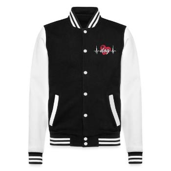 ECG Curve - Heart Curve - Pulse - Dog - College Sweat Jacket - black/white - Front - Nik (191cm) & Marisol (170cm)
