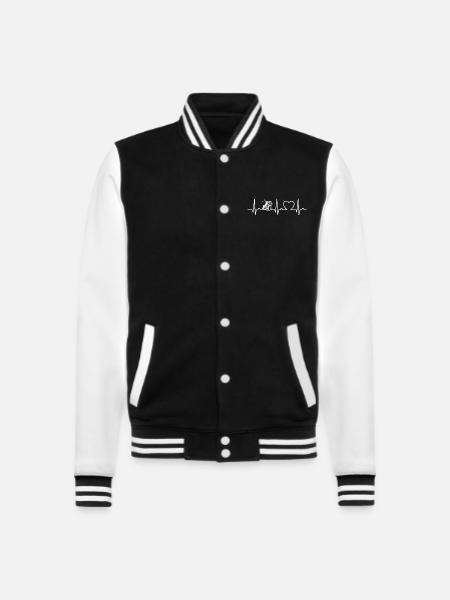 EKG Kurve - Herzkurve - Puls - Strandkorb - Meer - College-Sweatjacke - Schwarz/Weiß
