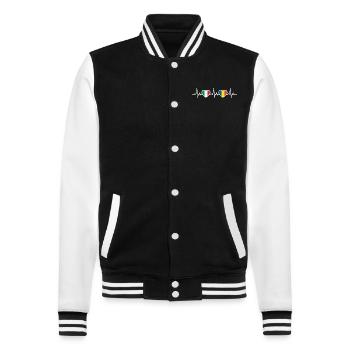 Romania Italy Heartbeat Romanian Flag - College Sweat Jacket - black/white - Front - Nik (191cm) & Marisol (170cm)