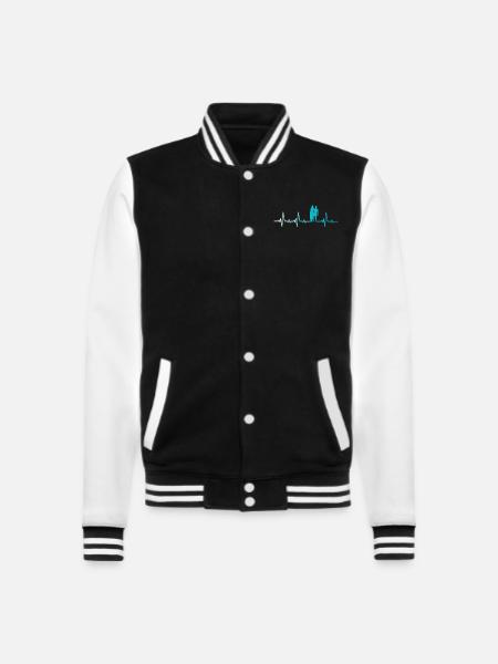 Retro Surf Herzschlag Surfen Surfer - College-Sweatjacke - Schwarz/Weiß