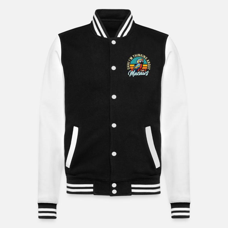 Macaw Bird Shh I'm Thinking About Parrot Macaw - College-Sweatjacke - Schwarz/Weiß