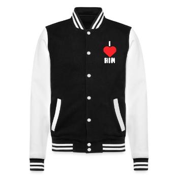 i love him - College-Sweatjacke - Schwarz/Weiß - Vorne - Nik (191cm) & Marisol (170cm)