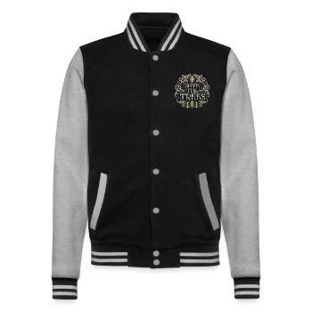Bäume retten, Wälder schützen - College-Sweatjacke - Schwarz/Grau meliert - Vorne - Nik (191cm) & Marisol (170cm)