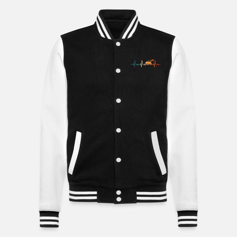 Wheel Loader Driver Heartbeat Retro Wheel Loader - College Sweat Jacket - black/white