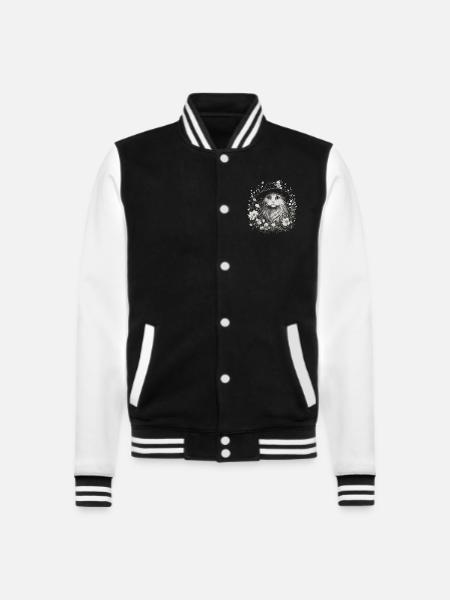 Katze zauberer cottagecore - College-Sweatjacke - Schwarz/Weiß