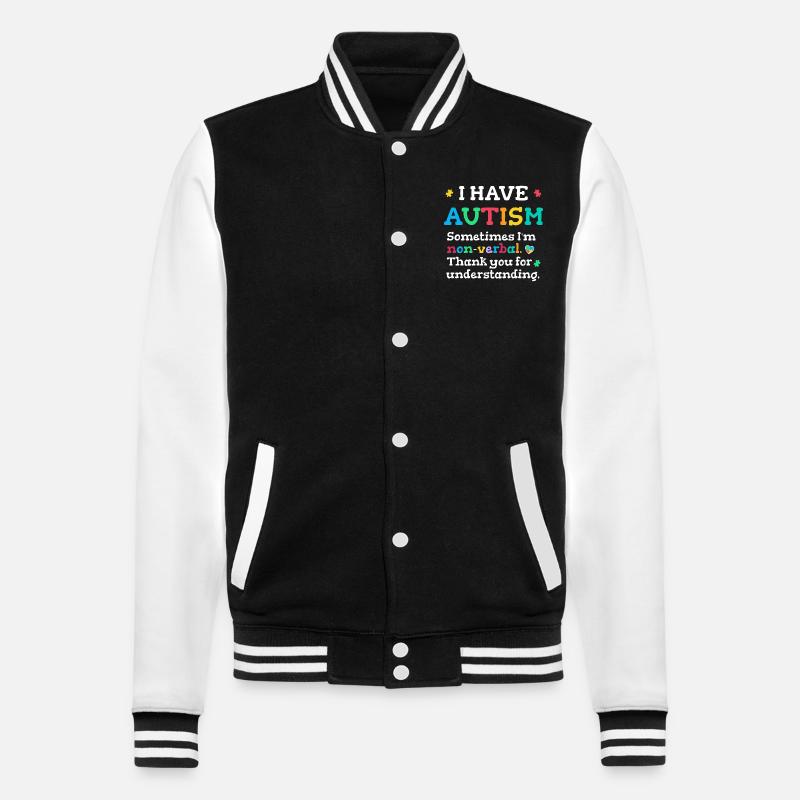 Nonverbaler Autismus - College-Sweatjacke - Schwarz/Weiß