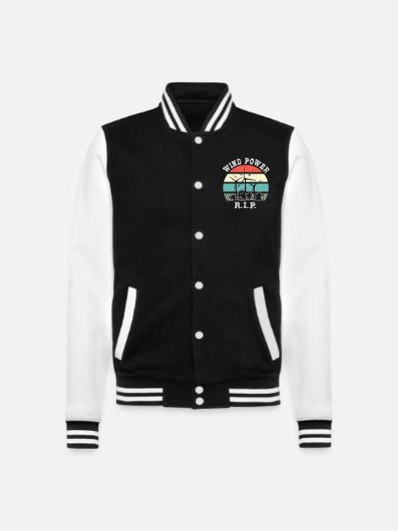 Windkraft RIP, Nein zu Windenergie - College-Sweatjacke - Schwarz/Weiß