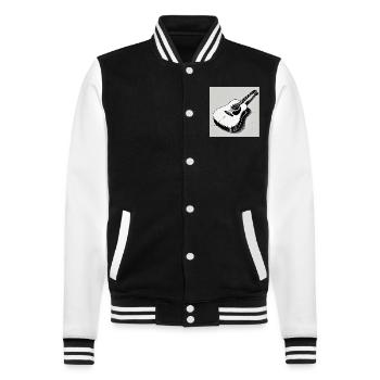 Gitarre - Vintage - Country - Band - Freiheit - College-Sweatjacke - Schwarz/Weiß - Vorne - Nik (191cm) & Marisol (170cm)