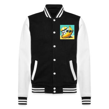 Entspannt wie eine Banane am Strand! Relaxen - College-Sweatjacke - Schwarz/Weiß - Vorne - Nik (191cm) & Marisol (170cm)