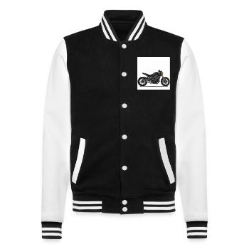 Schwarzes Morrad Design - Freiheit - College-Sweatjacke - Schwarz/Weiß - Vorne - Nik (191cm) & Marisol (170cm)
