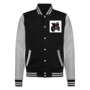 Schwarzes Motorrad Design - Sportlich - College-Sweatjacke - Schwarz/Grau meliert - Vorne - Nik (191cm) & Marisol (170cm)