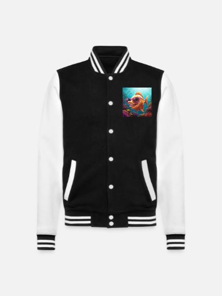 Fins Funny fish with sunglasses - College Sweat Jacket - black/white