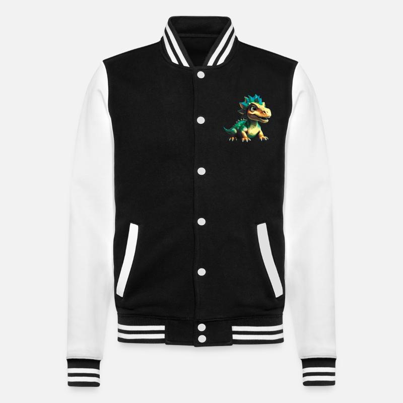 Dino, Dinosaur, Custom Text, Shape - College Sweat Jacket - black/white