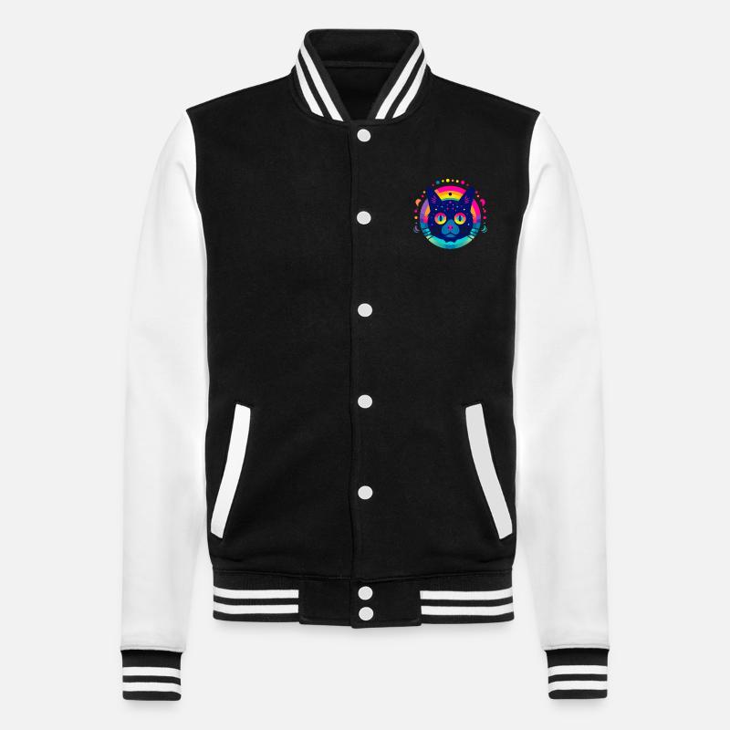 Flat Icon Cat Rainbow - College-Sweatjacke - Schwarz/Weiß