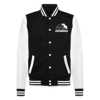 Just a girl who loves capybaras - Spruch - College Sweat Jacket - black/white - Front - Nik (191cm) & Marisol (170cm)