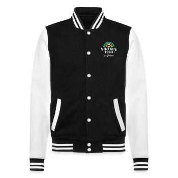 1964 Birthday Vintage Rainbow Sun - College Sweat Jacket - black/white - Front - Nik (191cm) & Marisol (170cm)