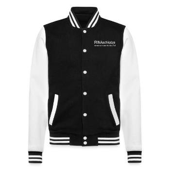 Top moderner T-Shirt Design Must have 2024 - College-Sweatjacke - Schwarz/Weiß - Vorne - Nik (191cm) & Marisol (170cm)