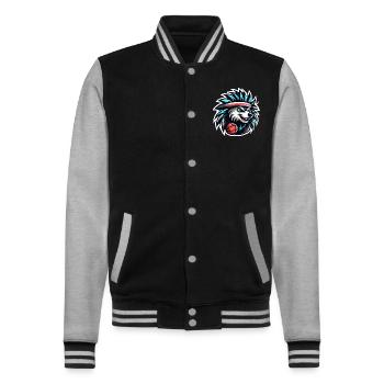 Porcupine Basketball Team - College Sweat Jacket - black/heather grey - Front - Nik (191cm) & Marisol (170cm)