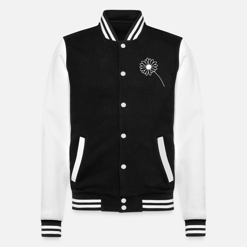 Fleur Simple - Dessin au trait - Veste Teddy - noir/blanc