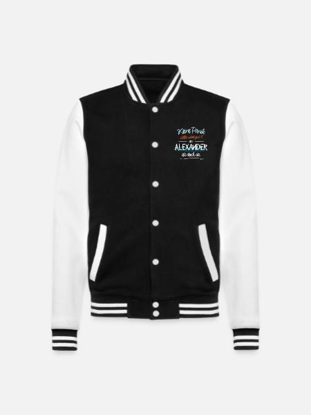 Alexander - Keine Panik. Alles wird gut - College-Sweatjacke - Schwarz/Weiß