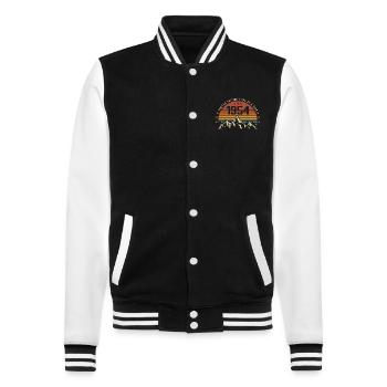 Born in 1954 - Vintage Birthday Gift 1954 - College Sweat Jacket - black/white - Front - Nik (191cm) & Marisol (170cm)