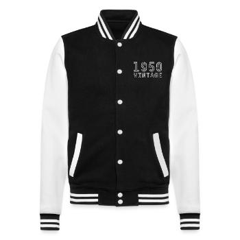 1950's vintage vintage 1950's birthday 1950's retro - College Sweat Jacket - black/white - Front - Nik (191cm) & Marisol (170cm)