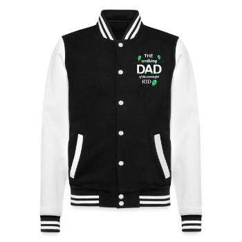Walking Dad Kid Proud Dad Child - College Sweat Jacket - black/white - Front - Nik (191cm) & Marisol (170cm)