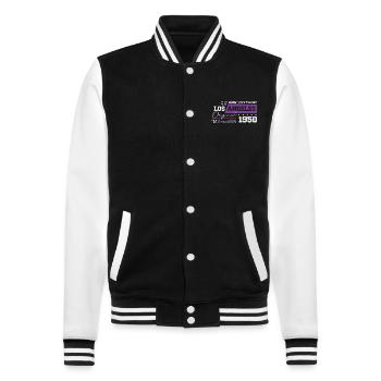 1950's Vintage Born Legend 74 Birthday - College Sweat Jacket - black/white - Front - Nik (191cm) & Marisol (170cm)