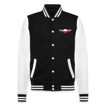 Ich liebe Polen, Eleganz Stil Design T-Shirt - College-Sweatjacke - Schwarz/Weiß - Vorne - Nik (191cm) & Marisol (170cm)