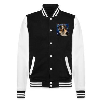 Australian Shepherd, dog, van gogh, starry night - College Sweat Jacket - black/white - Front - Nik (191cm) & Marisol (170cm)