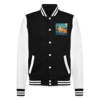 Chat, motif chat, cadeau - Veste Teddy - noir/blanc - Devant - Nik (191cm) & Marisol (170cm)