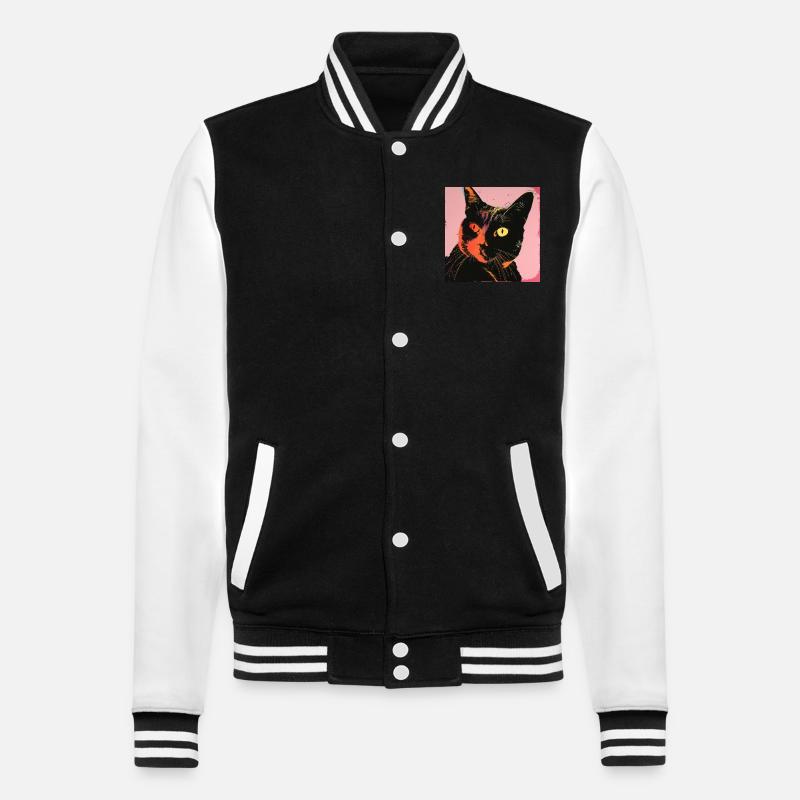 Katze, katzenmotiv, popart, geschenk, geschenkidee - College-Sweatjacke - Schwarz/Weiß