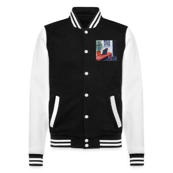 Cat, cat motif, pop art, gift, gift idea - College Sweat Jacket - black/white - Front - Nik (191cm) & Marisol (170cm)
