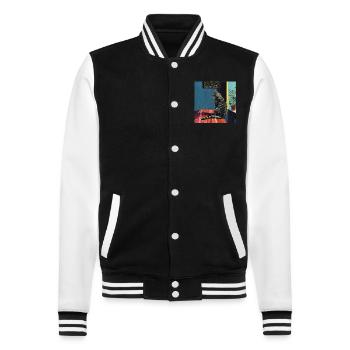 Chat, motif chat, pop art, cadeau, idée cadeau - Veste Teddy - noir/blanc - Devant - Nik (191cm) & Marisol (170cm)