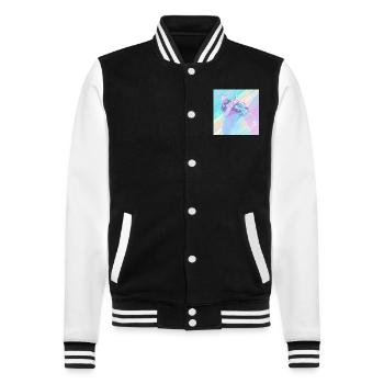 chat, motif de chat, anime, cadeau, idées cadeaux - Veste Teddy - noir/blanc - Devant - Nik (191cm) & Marisol (170cm)