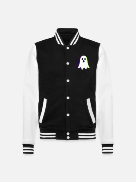 EDM Trikolor - Kleiner Geist - Glitch - Rave style - College-Sweatjacke - Schwarz/Weiß