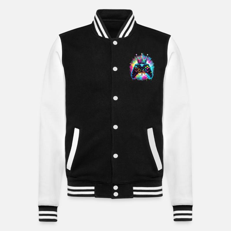 Gaming controller with crown - College Sweat Jacket - black/white