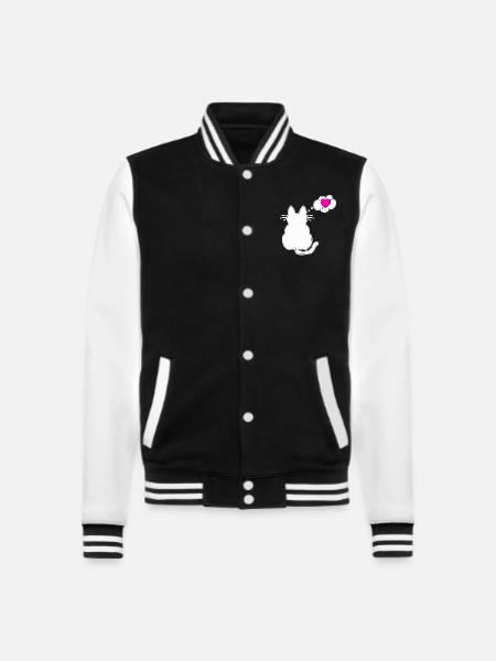 Love my cat & my cat loves me - College-Sweatjacke - Schwarz/Weiß
