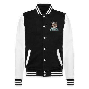 Cat wearing a jacket - College Sweat Jacket - black/white - Front - Nik (191cm) & Marisol (170cm)