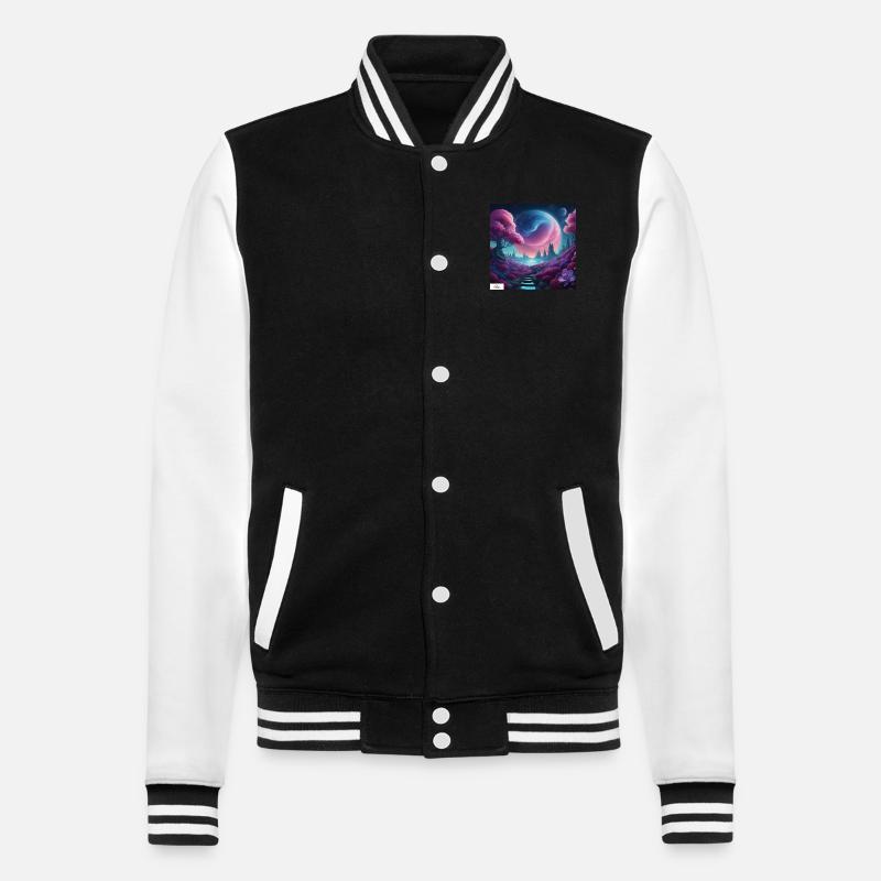 Epic celestial dreamscape - College Sweat Jacket - black/white