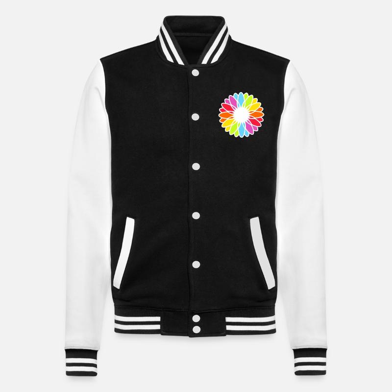 Rainbow Blossom Mandala - College Sweat Jacket - black/white