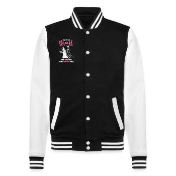Braut Hochzeit Heiraten Junggesellenabschied - College-Sweatjacke - Schwarz/Weiß - Vorne - Nik (191cm) & Marisol (170cm)