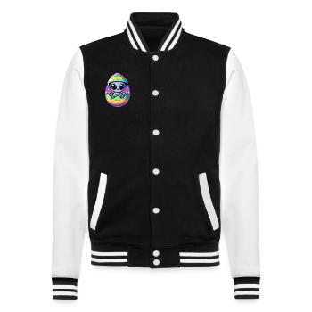 Alien Osterei-Schlüpfen Design: Bunte Überraschung - College-Sweatjacke - Schwarz/Weiß - Vorne - Nik (191cm) & Marisol (170cm)