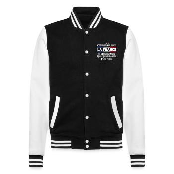 Je Soutiens Deux Équipes la France ... - Veste Teddy - noir/blanc - Devant - Nik (191cm) & Marisol (170cm)