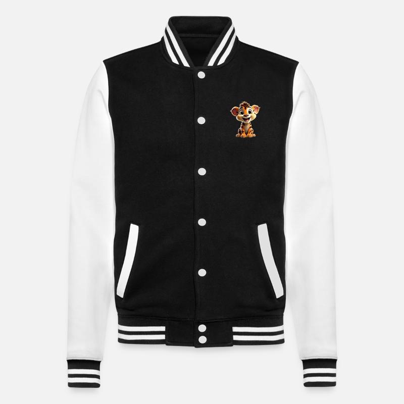 Fröhliches Löwenjunges - College-Sweatjacke - Schwarz/Weiß